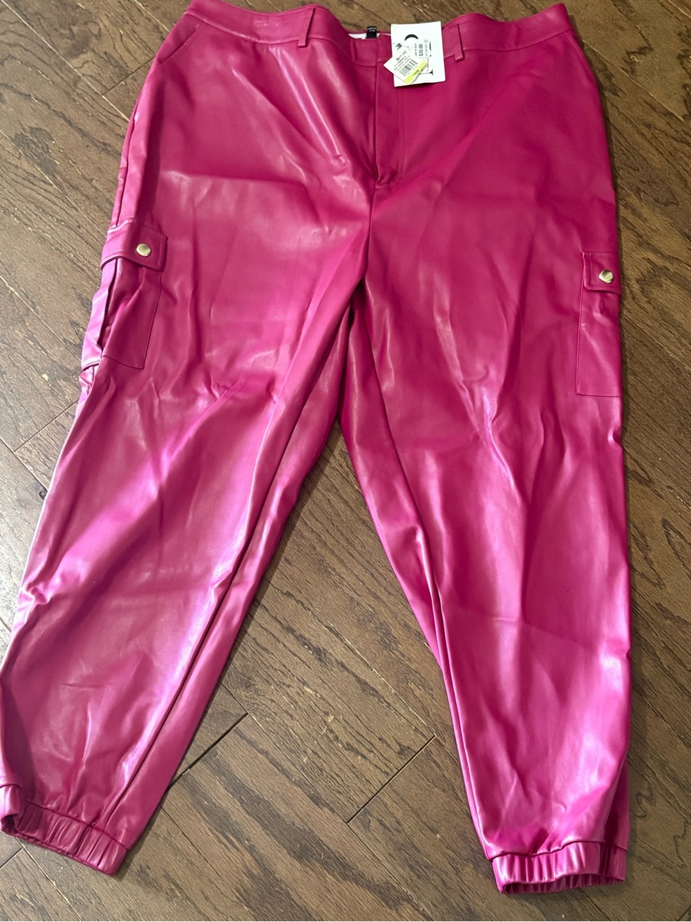 NWT Nina Parker  Faux Leather Cargo Joggers Sz. 18w